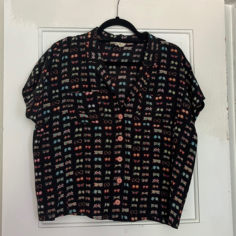 Anthropologie Danielle Kroll Sunglass Silk Top